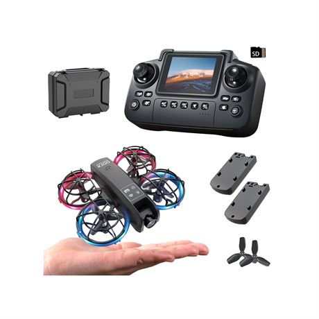 elecci K100 Mini Drone with Screen Controller, 2 Batteries, Black