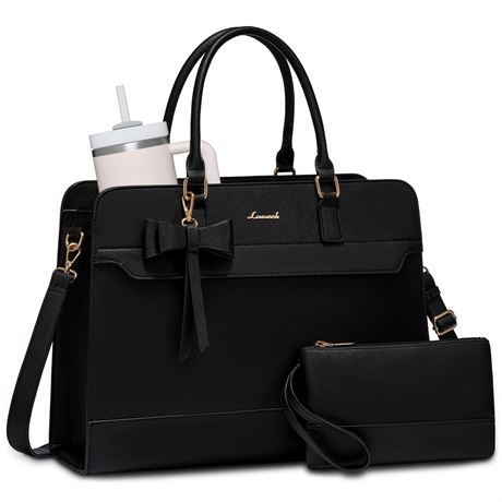 LOVEVOOK Laptop Tote Bag, Waterproof Leather, Business