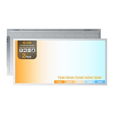JC-LGL 2x4 LED Flat Panel Light,Selectable 5CCT,0-10V Dimmable,9360LM,2Pack