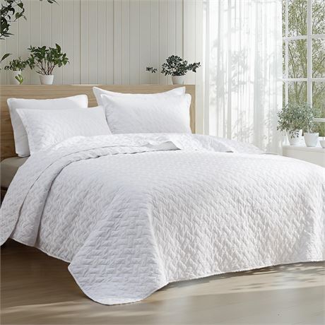 Bedsure King Size Lightweight Quilt Comforter Set, White