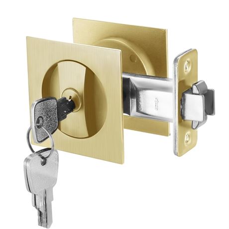 Malimali Pocket Door Lock with Key, Pocket Door Hardware Privacy Entry Lock