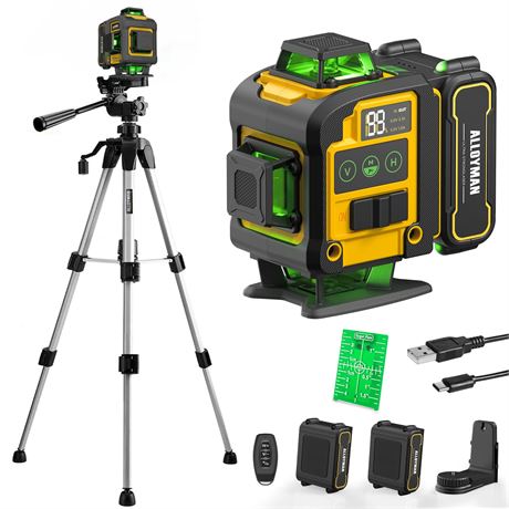 Alloyman Laser Level with Tripod, 4x 360 Self Leveling