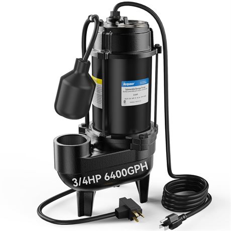 Acquaer 1HP Sump Pump, 4345GPH Submersible Water Pump