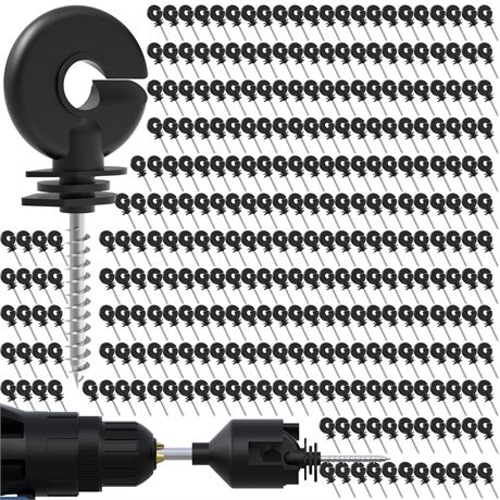 300 Pcs Black Electric Fence Screw-in Insulators with 2 Socket Tools