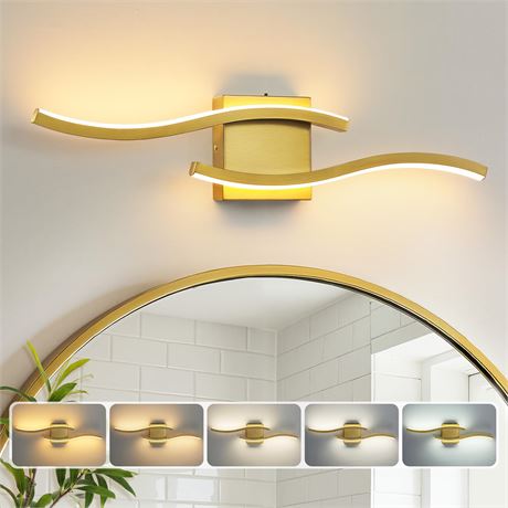Gold LED Bathroom Vanity Light 23.6in 24W 5CCT Dimmable 2700-5000K