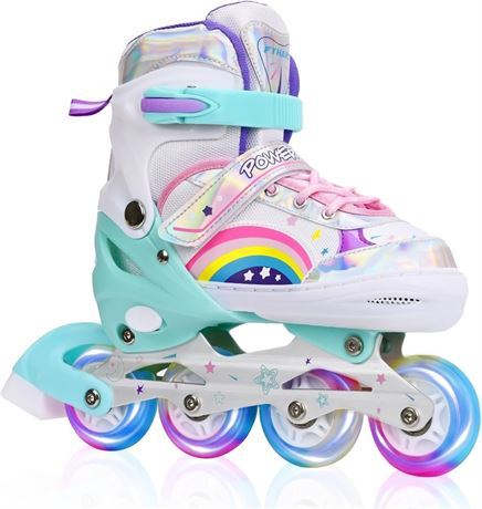 Adjustable Inline Skates for Kids, Rainbow Skates with Light-Up Wheels – Patins