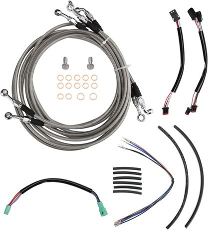Câbles de guidon 12 po et clignotants avant pour Harley ABS, argent