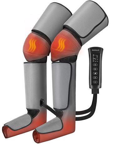 Nekteck Compression Leg Massager, Foot/Calf/Thigh, 2 Heat, 3 Vibration, 6 Modes