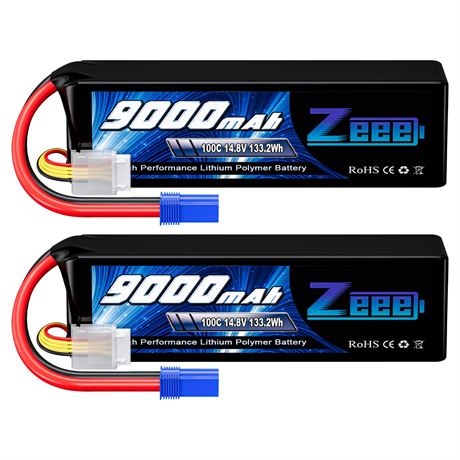 Zeee 4S Lipo Battery 9000mAh 14.8V 100C Soft Case RC Battery EC5 – Batterie