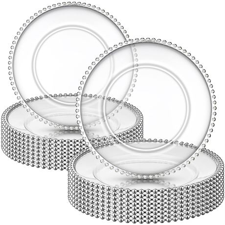 Zopeal Clear Charger Plates Beaded Rim 18 Piece