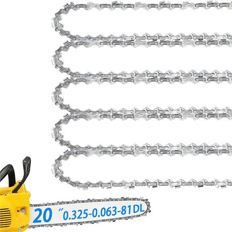 5 Pack 20 Inch Chainsaw Chain .325 Pitch .063 Gauge 81 Links, Fits Stihl MS260