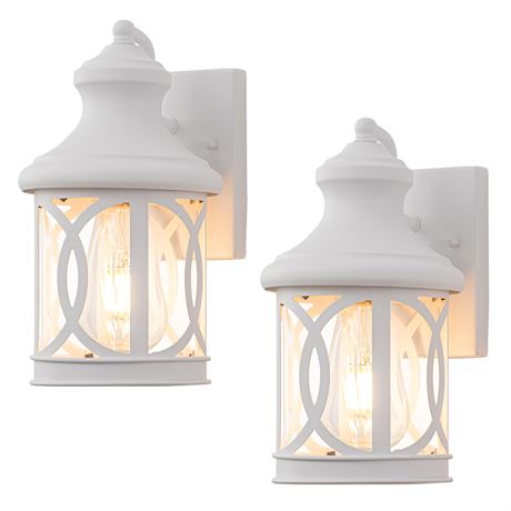 Laplusbelle 2-Pack Outdoor Wall Lights 12in White Waterproof Sconce