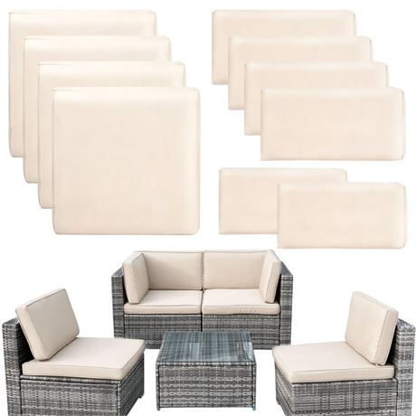 Thankyall 10-Pc Outdoor Patio Cushion Covers 27.5in Beige