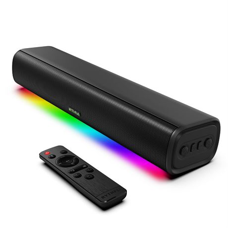 16-inch Bluetooth Sound Bar for TV with Lights and Remote, Wall Mountable