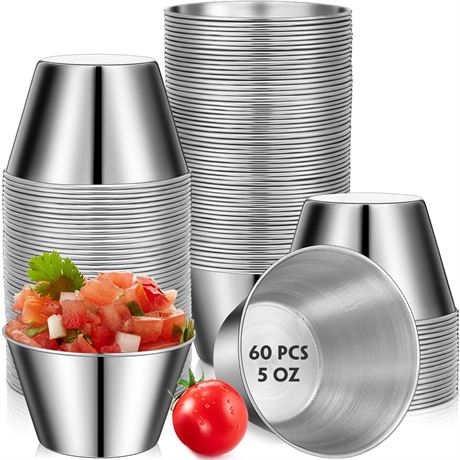 Stainless Steel Sauce Cups 60-Pack 5 oz