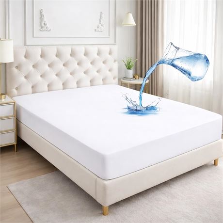 Comfort Beddings Organic Cotton Waterproof Mattress Protector, Queen Size