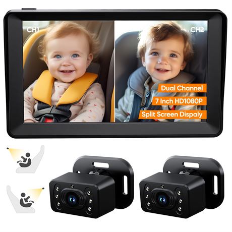 Kidsneed 7 inch Baby Car Camera, Dual Seat Monitor