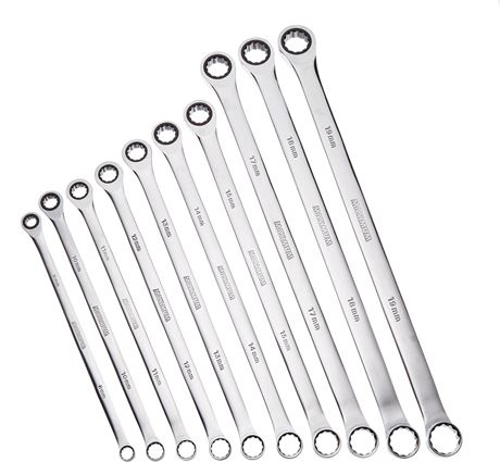 MAXIMUM Extra-Long Box-End Ratcheting Wrench Set, Metric, 10-pc