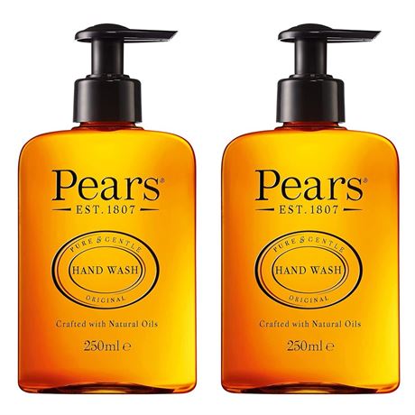 Pears Savon à mains pur et doux, huiles naturelles, paquet de 2, 250 ml