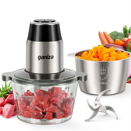Ganiza 450W Food Processor 2 Bowls Meat Grinder