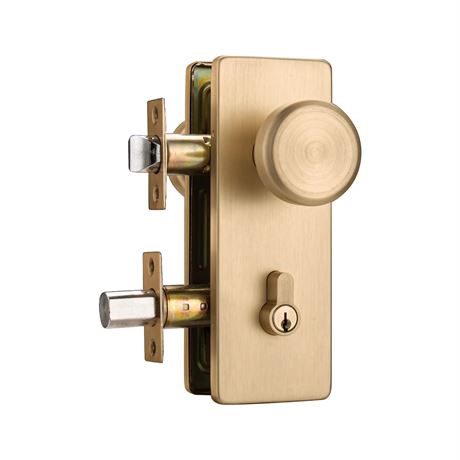 NCSEN Gold Door Knob with Lock, Satin Brass Deadbolt
