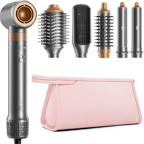 HITTIONA 1500W Hot Air Styler & Hair Dryer Brush Kit, Gray