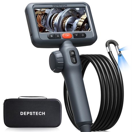 DEPSTECH Dual Lens Articulating Borescope, Endoscope Camera with Light 5FT