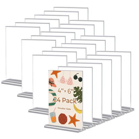 24-Pack Acrylic Sign Holders 4x6