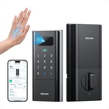 DESLOC K140 Plus Palm Vein Recognition Smart Door Lock, Black