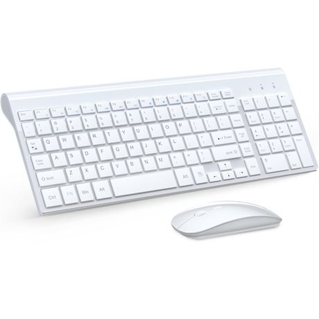 TopMate 2.4G Wireless Keyboard and Mouse Combo, Gold White, 2400DPI