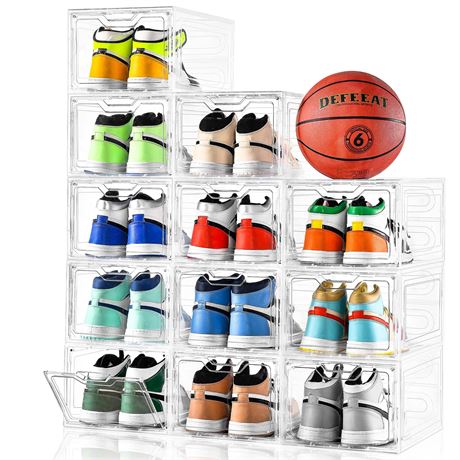 Stebopum 12 Pack Shoe Storage Boxes with Magnetic Door