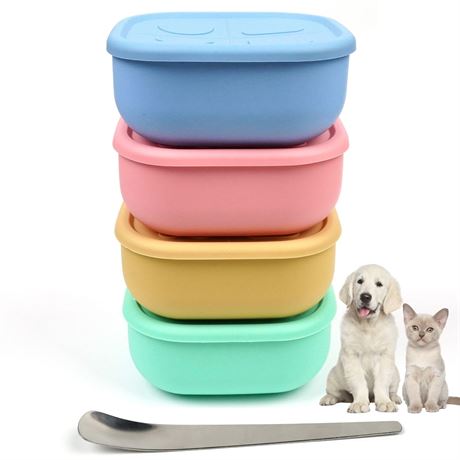 2ME Airtight Silicone Pet Food Storage Containers with Lids, 4-Pack, 12oz