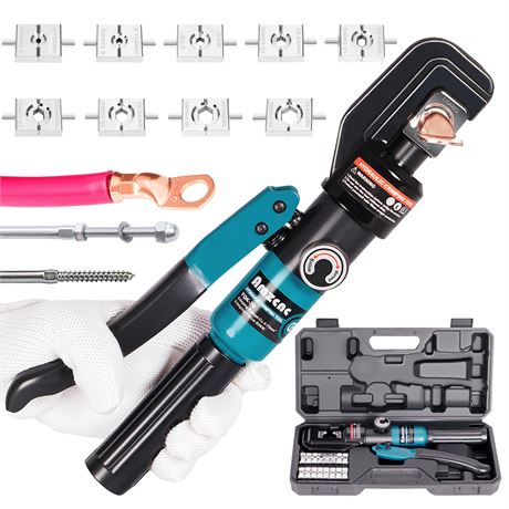 Hand Operated Hydraulic Crimping Tool 12 AWG to 2/0 AWG with 9 Pairs Dies