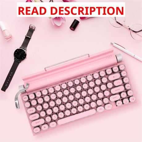 Adventurers Typewriter-Style Retro Keyboard 83-key Bluetooth 5.0 Blue Pink