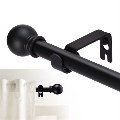 GXOACKJ Curtain Rod Set 32-62 in, 5/8 in Diameter, Matte Black, with Brackets