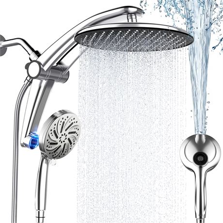 High Pressure Rain Shower Head with Handheld, Magnetic Power Wash Combo