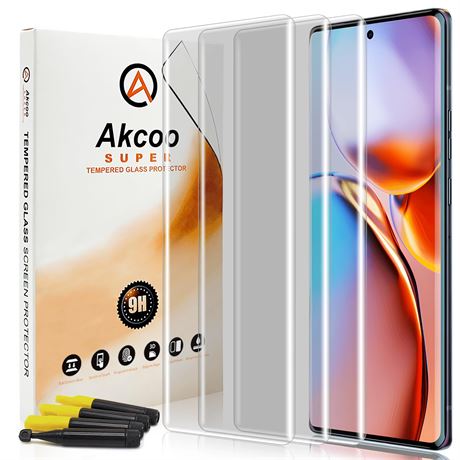 Akcoo Screen Protector for Motorola Edge Plus 2023, Tempered Glass, 3 Pack