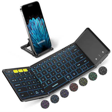 Foldable Bluetooth Keyboard with Touchpad, Black