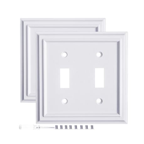 Bamboo Fiber Decorative Outlet Covers, 2 Gang Toggle Switch Plate, 2 Pack