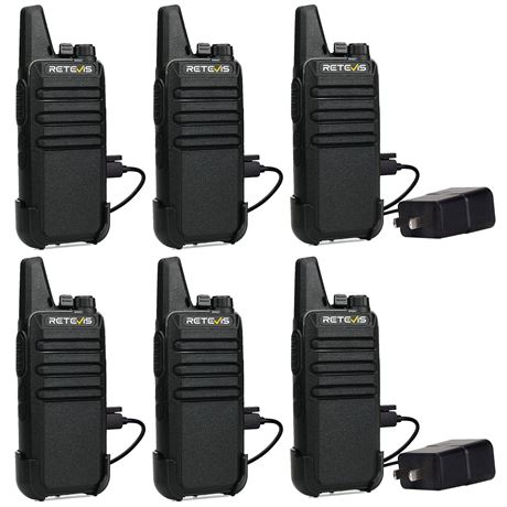 Retevis RT22 Walkie Talkies Two Way Radios Rechargeable VOX 6 Pack