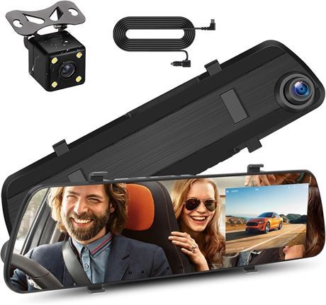 Mirror Dash Cam Front/Rear, 4in 1080P IPS, Rear View Mirror – Caméra