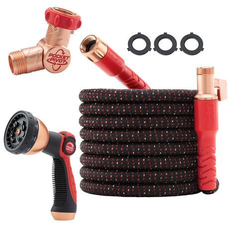 Pocket Hose Ballistic 75 FT Expandable Garden Hose w/Pocket Pivot Swivel