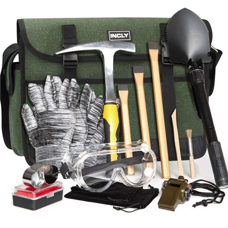 INCLY 15 PCS Geology Rock Pick Hammer Kit, Rock Hounding Equipment