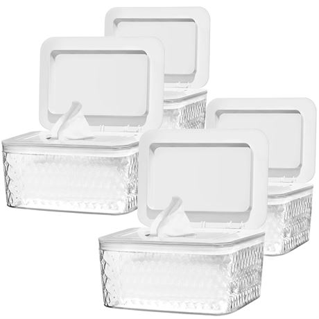 Hswt 4 Pack Wipes Dispenser Holder Case Box Bathroom Keep Fresh Dust-Proof