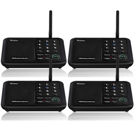 Wuloo Wireless Intercom System Home 5280ft 10-Channel 4-Pack
