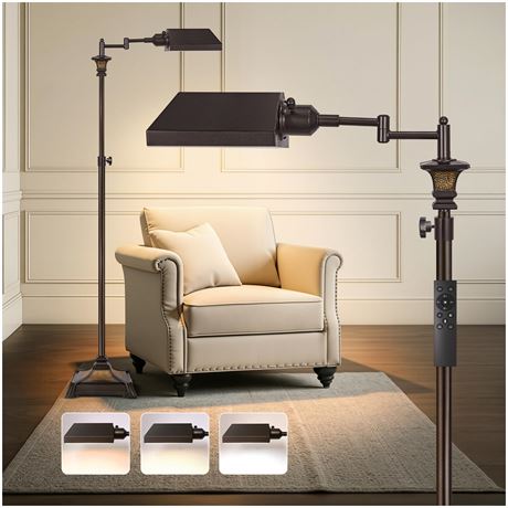 Scenekoy Vintage 68” Tall Floor Lamp with Metal Shade, Retro Standing Lamp