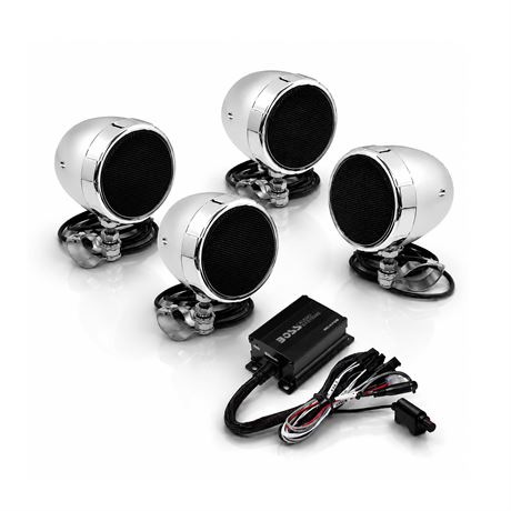 BOSS Audio Systems MC470B 3 Inch Motorcycle Speakers and Amplifier Package