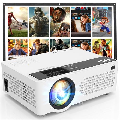 TMY 1080P Mini Portable Projector, 2-Way Bluetooth, with 80in Screen