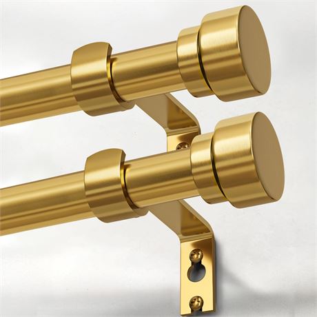 Lootkell Warm Gold Curtain Rod 1" Adjustable Heavy Duty