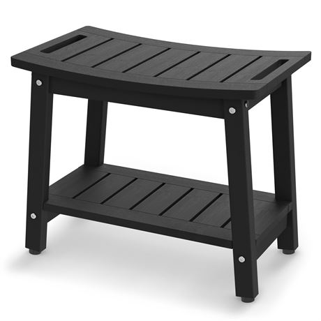 BEKVEM Waterproof HDPE Shower Bench for Inside Shower, Shower Stool, Black